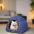 Luxury Winter Warm Semi-Closed Wood Yurt Dog Bed Small Pet Furniture Washable Plush Removable Feature XL Size Cats Animal