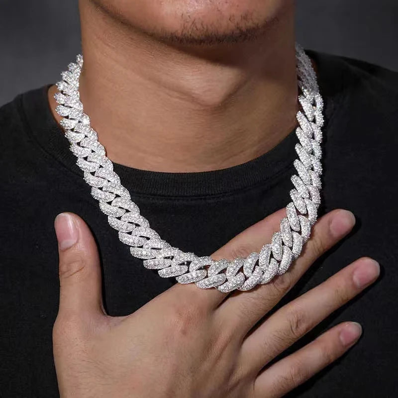 Hot Sell 16MM 925 Fine Jewelry Prong Silver Necklace Moissanite Diamond Comp Iced Out Miami Hip Hop Style Chain Diamond Tested