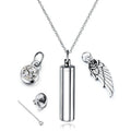 Customization Logo Stainless Steel Cremation Urn Jewelry Link Wings Design Ashes Pill Filler Kit Capsule Pendant Necklace Unisex