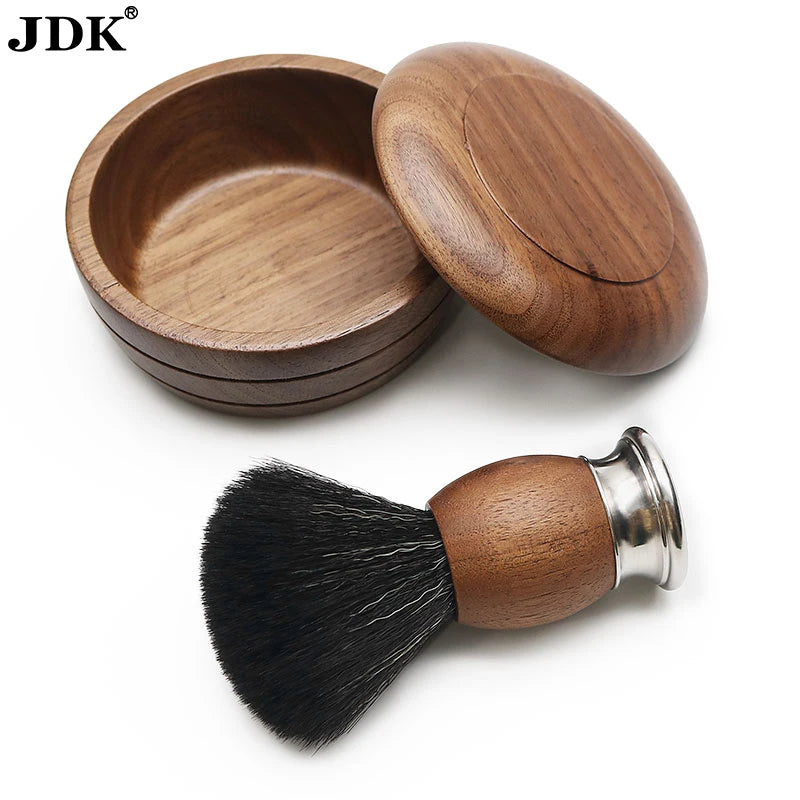 Natural Walnut Wood Eco Friendly Men Shaving Bowl and Brush Set