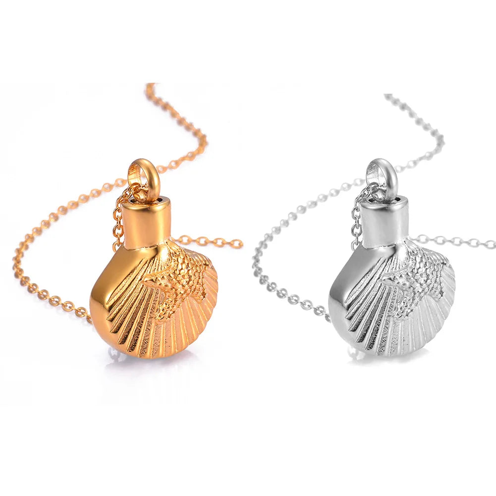 New Arrival Wholesale Sells 316l Stainless Steel Gold Shell Starfish Necklace for Opened Urns Fine Pendants Jewelry