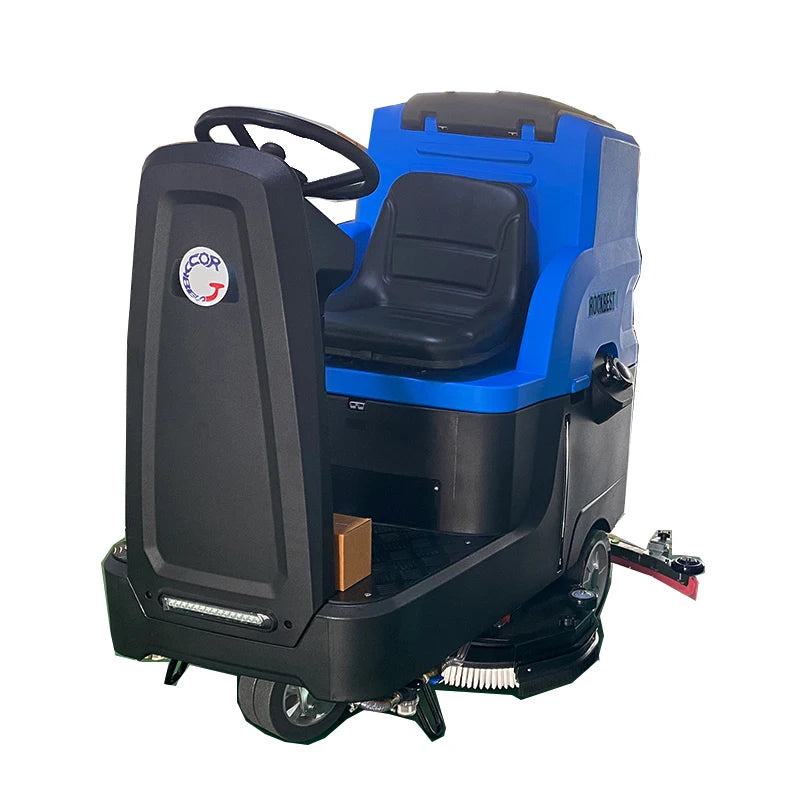 ROCKBEST New Large Automatic Self-Propelled Ride-On Floor Scrubber Machine 170L Clean Water Tank Double Brushes 860mm Cleaning