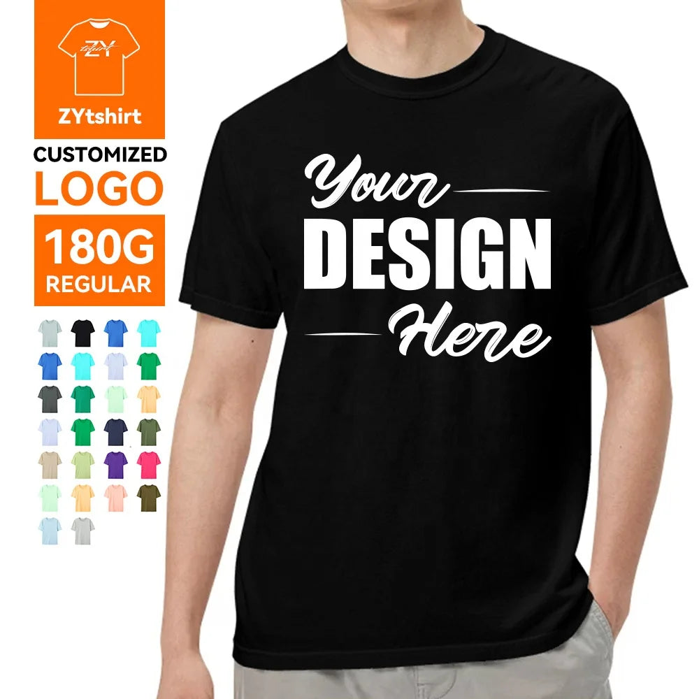 Wholesale 180g 100% Cotton Customizable T-Shirt with Screen Printing & DTG for Casual Wear