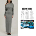 Women's Elegant Casual Muslim Fashion Maxi Long Dresses Slant Collar Dropped Shoulders Customizable Brand Pure Solid Natural