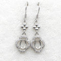 Sterling Silver 5*7mm Semi Mount Hook Earrings Empty Support Blank Claws Setting S925 Base Without Center Stone for DIY Inlay