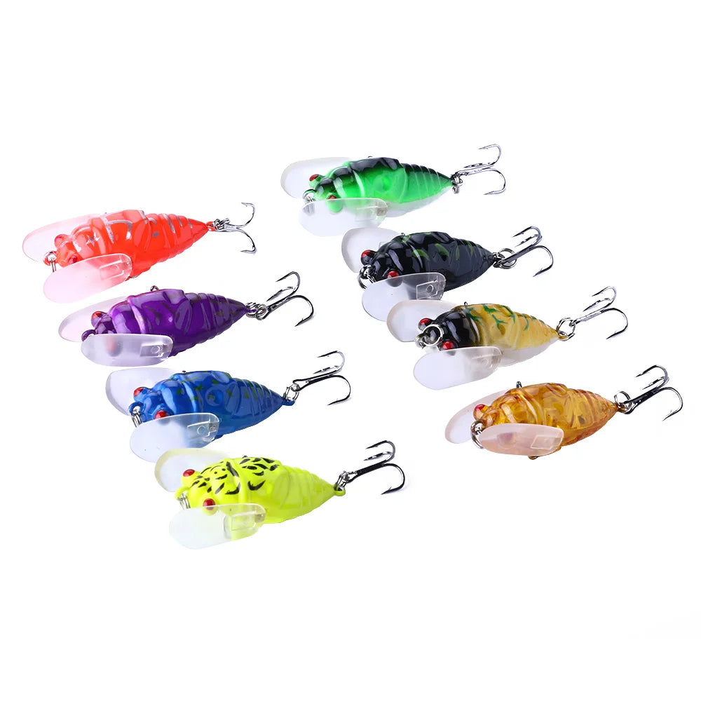 Wholesale KC001 4cm 6.4g Artificial Hard Plastic Insect Baits Floating Cicada Shape Fishing Lures