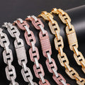 High Quality Hip Hop Jewelry Chunky 15mm Thick Heavy Two Tone Coffee Bean Necklace Chain with Diamond Pig Nose Pendant Necklace