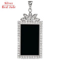 S925 Silver Inlaid Natural Ink Emerald Grade a Jadeite Ink Jade No Matter Brand Translucent Jade Pendant Simple Women's 6
