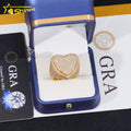 Hip Hop Fine Jewelry Two Layers Heart Style Iced Out 18k Gold Plated 925 Silver Moissanite Rings for Men