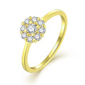 YH JEWELLERY Wholesale Custom 14k 18k Gold Plated 925 Sterling Silver Flower Design Round Shape White Zircon Ring