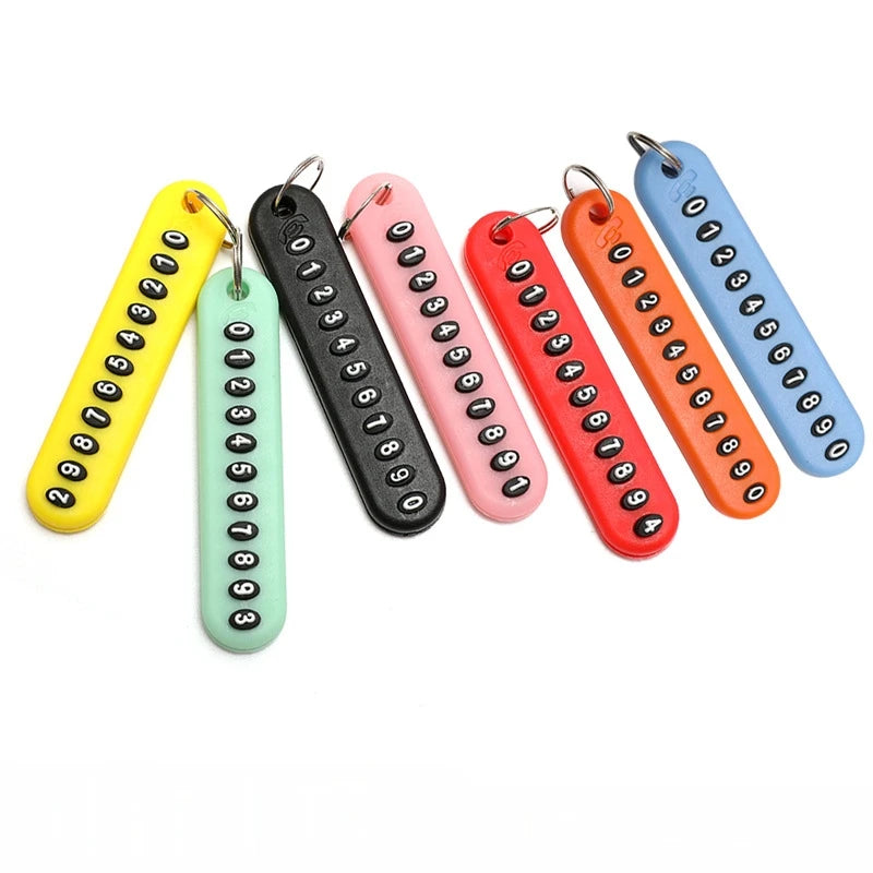 Factory Price DIY Number Keychain Car Anti-lost Phone Number Plate Card DIY Ring Number Card Promotional Gift Goods Decor