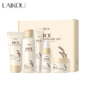 LAIKOU 5PCS Rice Skincare Set Private Label Glow Serum Silk Cleanser Toner Eye Cream Manufacturer for Women