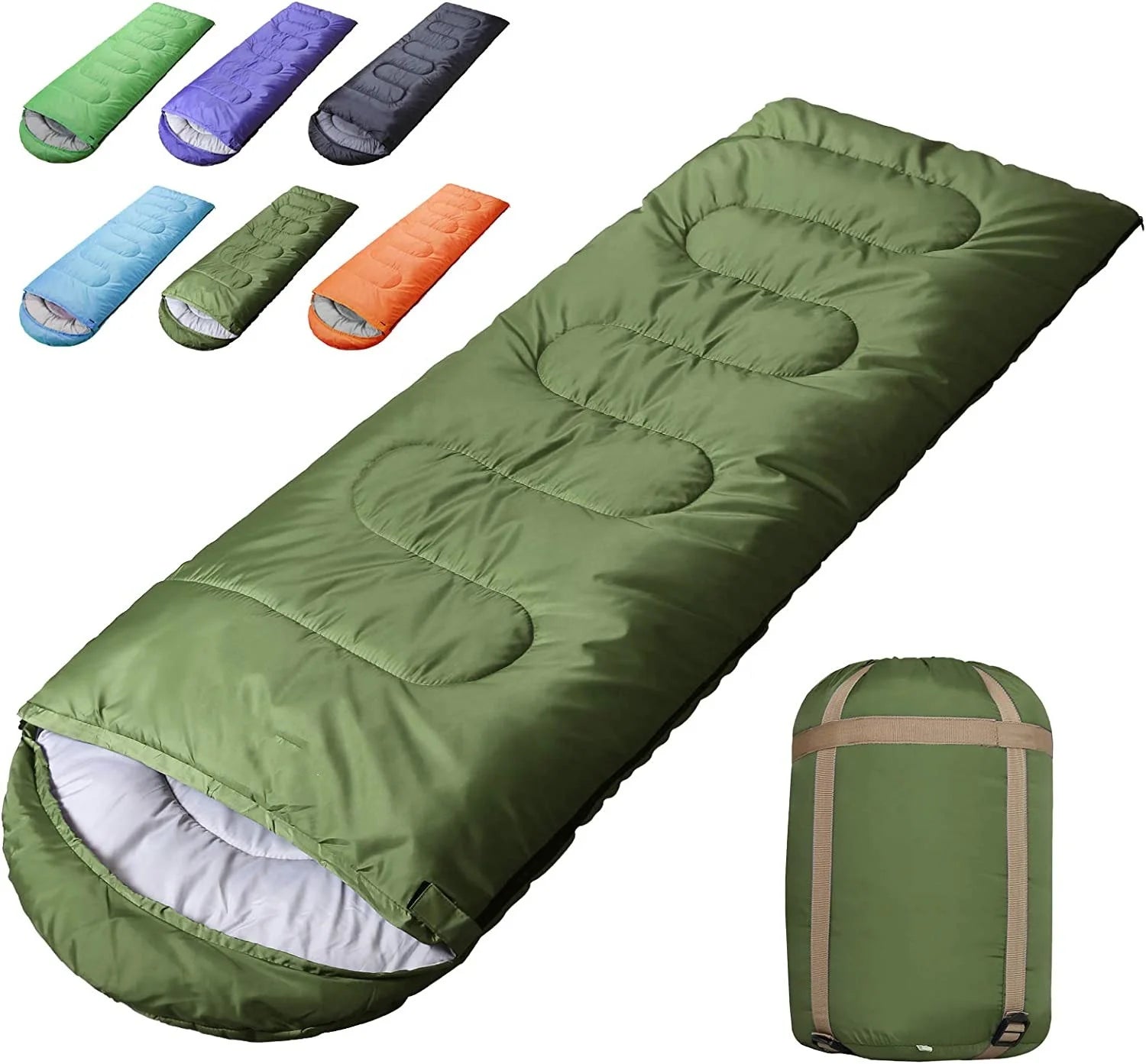 WOQI Polyester Compact Single Camping Sleeping Bag with Compression Sack for Backpacking