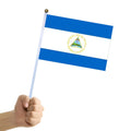 Promotional Product Factory Direct Sales Digital Print 14x21cm 100%Polyester Double-side Custom Nicaragua Hand Flag