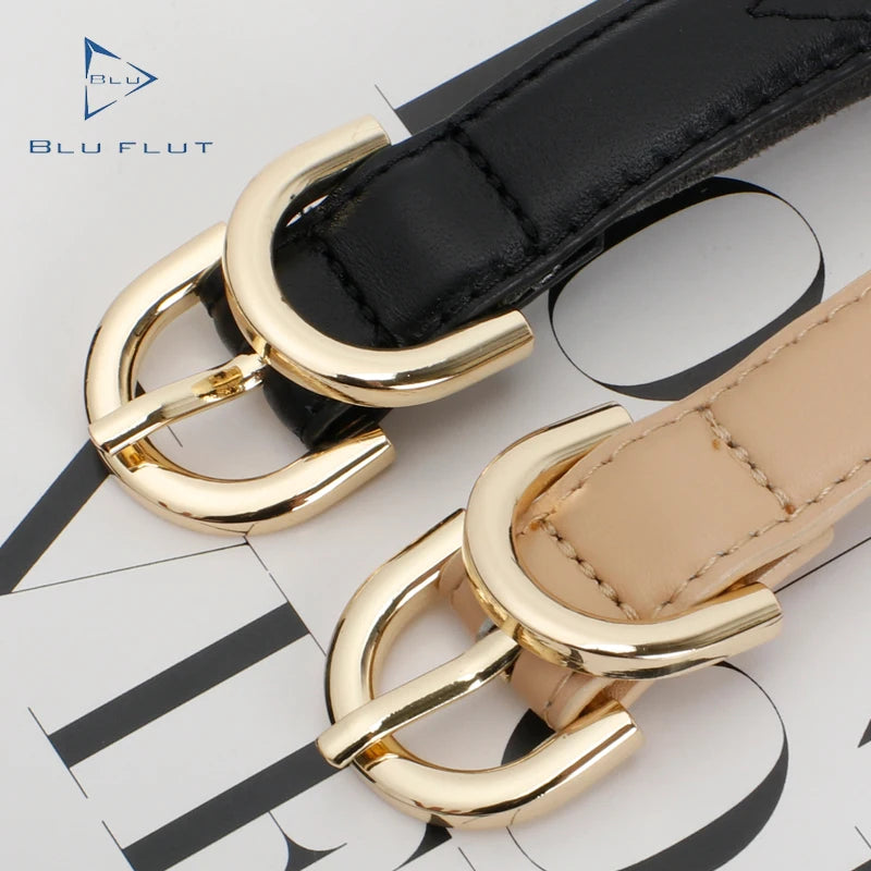 Name Brand Custom Golden Alloy Pin Buckle Ladies Belts Women Genuine Cowhide Leather Waist Belt for Jeans Leather Female Belts.
