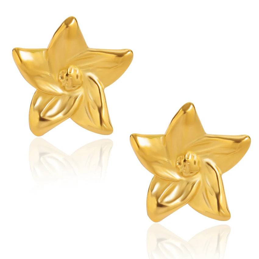 Minos Classic Vintage Fashion Jewelry Stud Earrings Stainless Steel Flower Earring Texture Luxury Earrings for Women PVD Jewelry