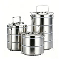 Portable SS410 14cm 16cm 18cm Double Wall Insulated Indian Food Carrier Box Stainless Steel Tiffin Lunch Box with Handle