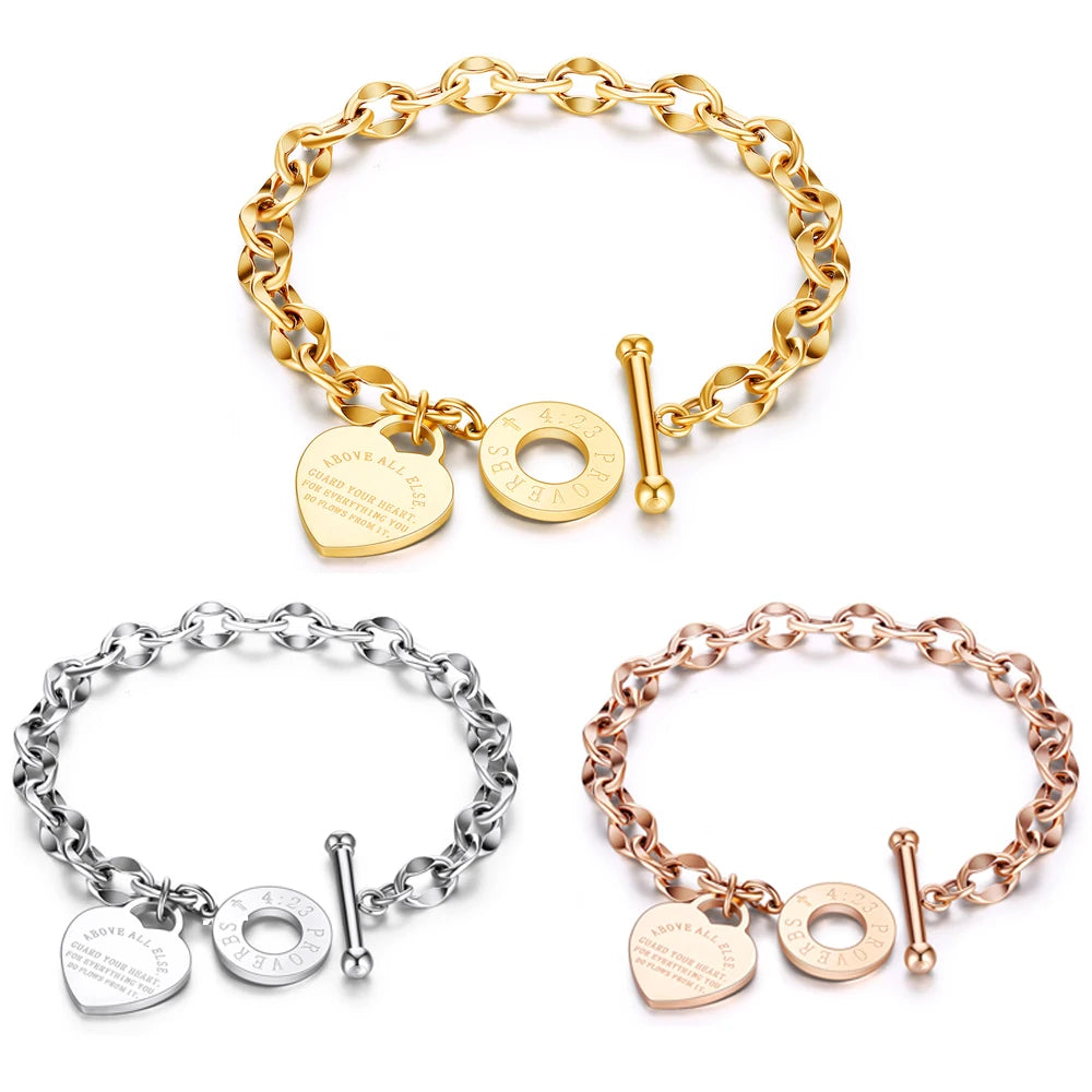 2024 High-quality Gold Plated Bracelet Femme Jewelry Gift Hanging Small Heart-shaped Accessories Stainless Steel Bracelet Women