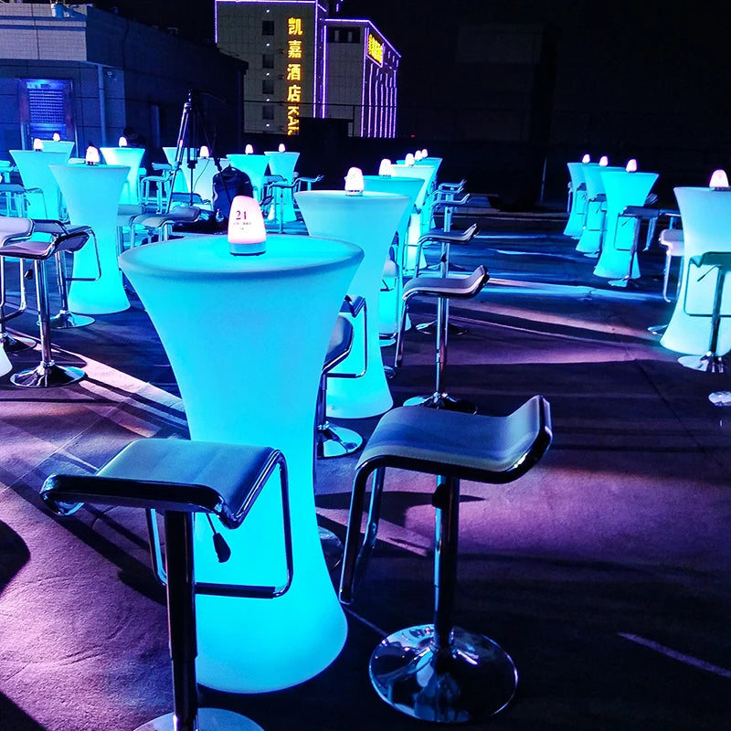 Cheap bar Table and Chair Sets /LED Light up bar Cocktail Tables Lumineuse Mariage Modern Glowing Night Club Party Furniture