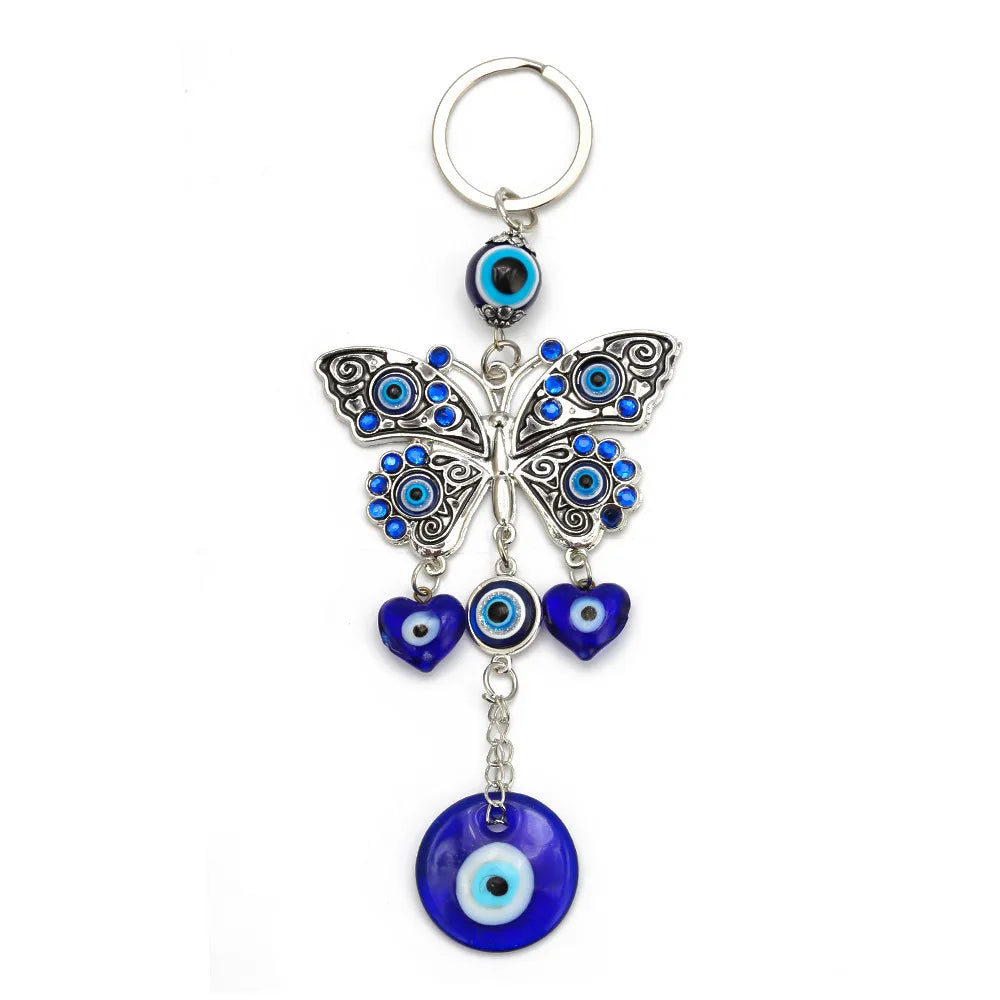 Turkish Blue Eye Jewelry Cross-border European and American Evil Eye Butterfly Pendant Creative Car/Home Hanging