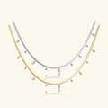 FUAMAY Silver Pear Baguette Round Cushion Shape Diamond 925 Herringbone Chokers Necklaces Woman Ladies
