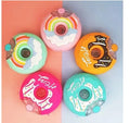 Creative Cute 300ml Plastic Water Bottle Donut-Shaped with Fruit Camera & Ice Cream Decals Direct Drinking Straw & Rope Included