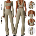 New Design Women Sportswear Long Sleeve Sports Top Bra High Waist Butt Lifting Leggings Suit Gym Fitness Yoga Sets