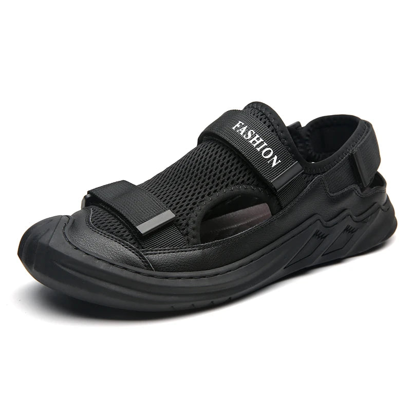 Summer Spring Daily Outdoor Breathable Quick Dry Recyclable Wading Sandals Men's Casual Flat Stretch Fabric Rubber Solid Mesh