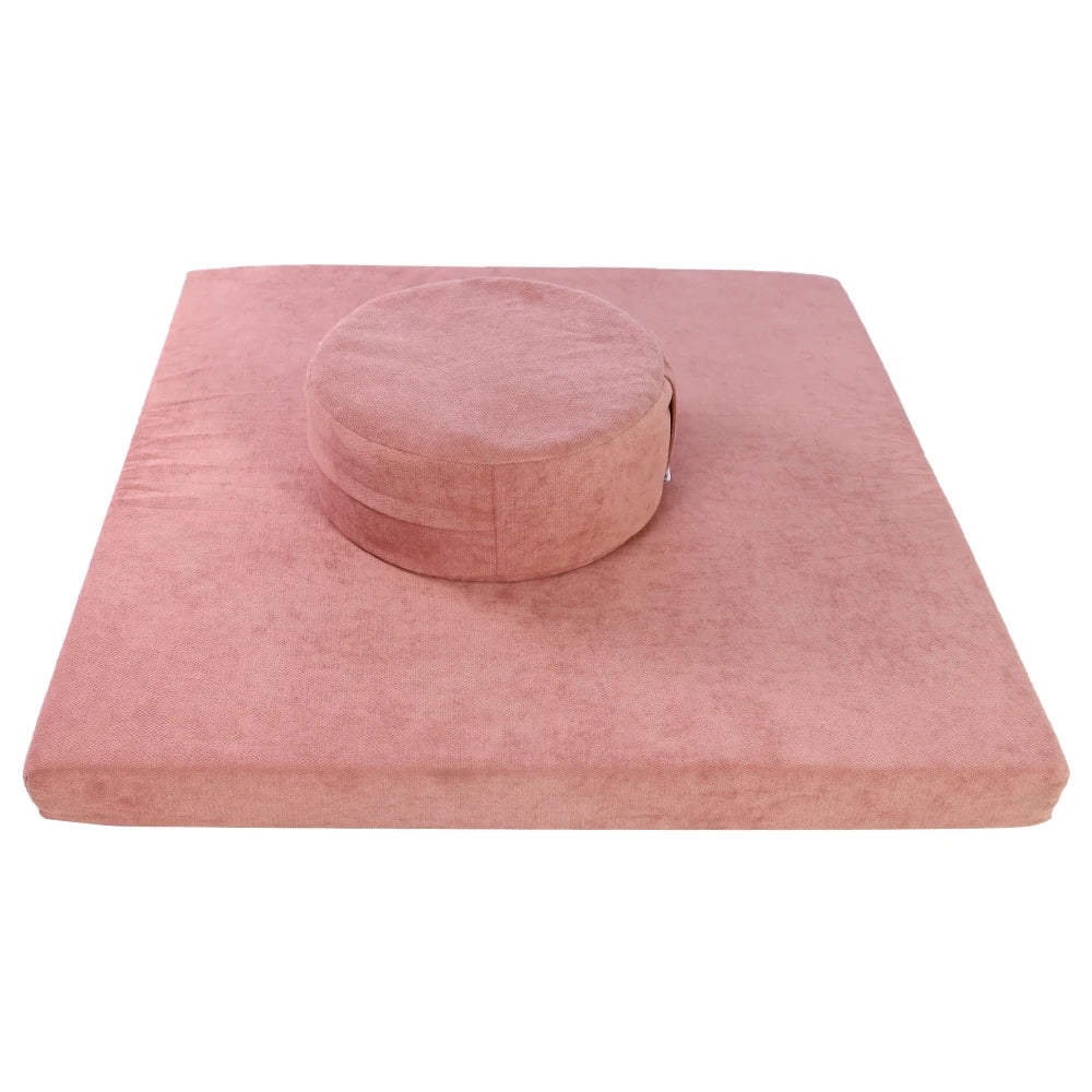2023 Ready to Ship Hot Selling Removable Filled Buckwheat Hulls Zafu Yoga Seat Cushion with Square Meditation Pad Zabuton Set