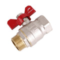 BOTE OEM 3/4 Inch Nickel Plating Brass Ball Valve With Red Butterfly Handle for Plumbing Systems High Pressure Resistance