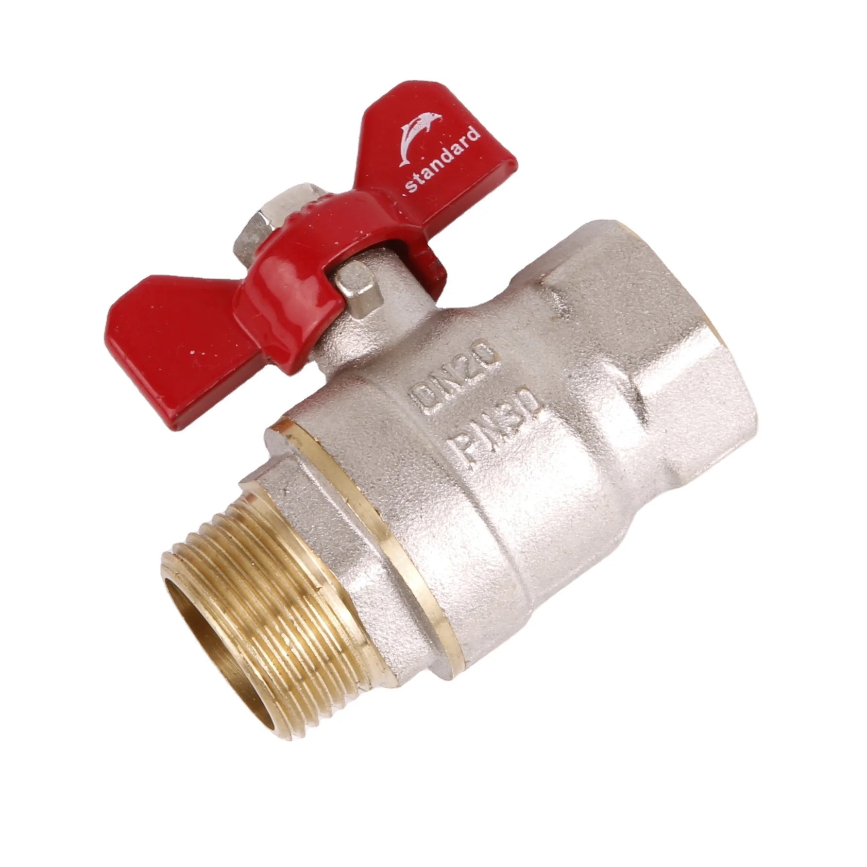 BOTE OEM 3/4 Inch Nickel Plating Brass Ball Valve With Red Butterfly Handle for Plumbing Systems High Pressure Resistance
