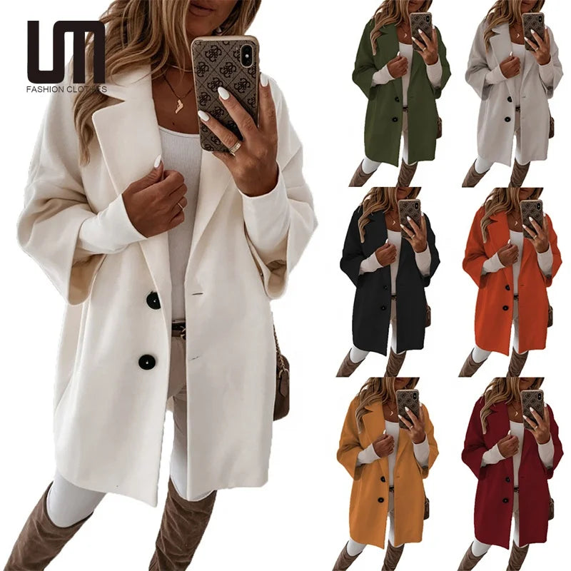 OEM Fashionable Women Plus Size Pockets Outerwear Overcoat Loose Vintage Coat MegaBDM