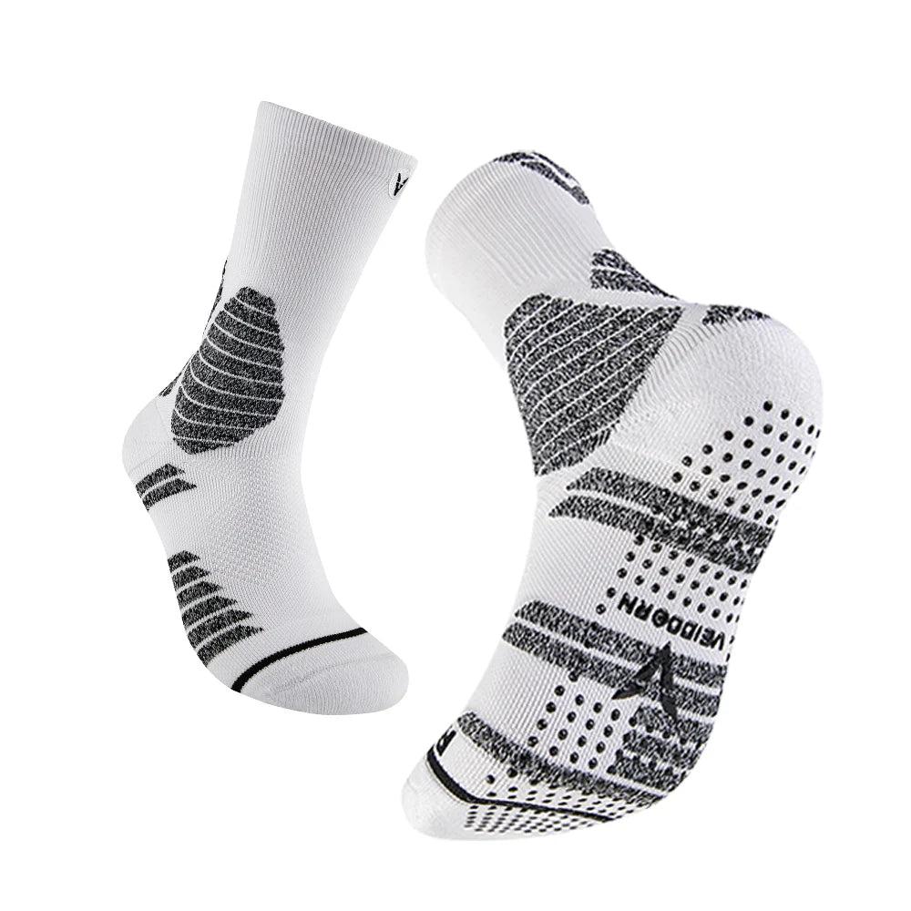 Customizable Logo Men's Basketball Sport Socks Thick Striped Eco-Friendly Anti-Wear Silicone Compression Breathable Protection