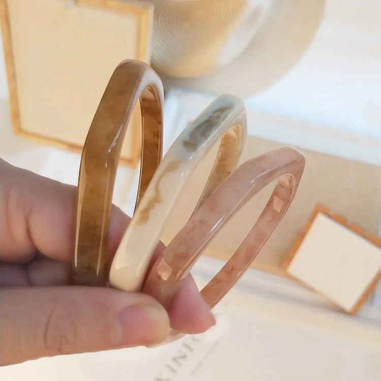 BA2005 Dainty Thin Polygonal Tortoiseshell Resin Tortoise Shell Acetate Stacking Bracelet Bangle