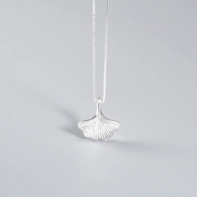 Gingko Leaf Pendant Party Statement Collar 925 Sterling Silver Necklaces Fine Jewelry for Women