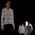 Autumn Women Outdoor Orange Black Silver Printed Colorful Retro Reflective Spandex Safety Running Fleece Security Hood Jackets