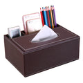 Handmade European Style Car PU Leather Wooden Tissue Box Holder Multi Function PU Pen Holder Office Desk Organizer Tissue Box