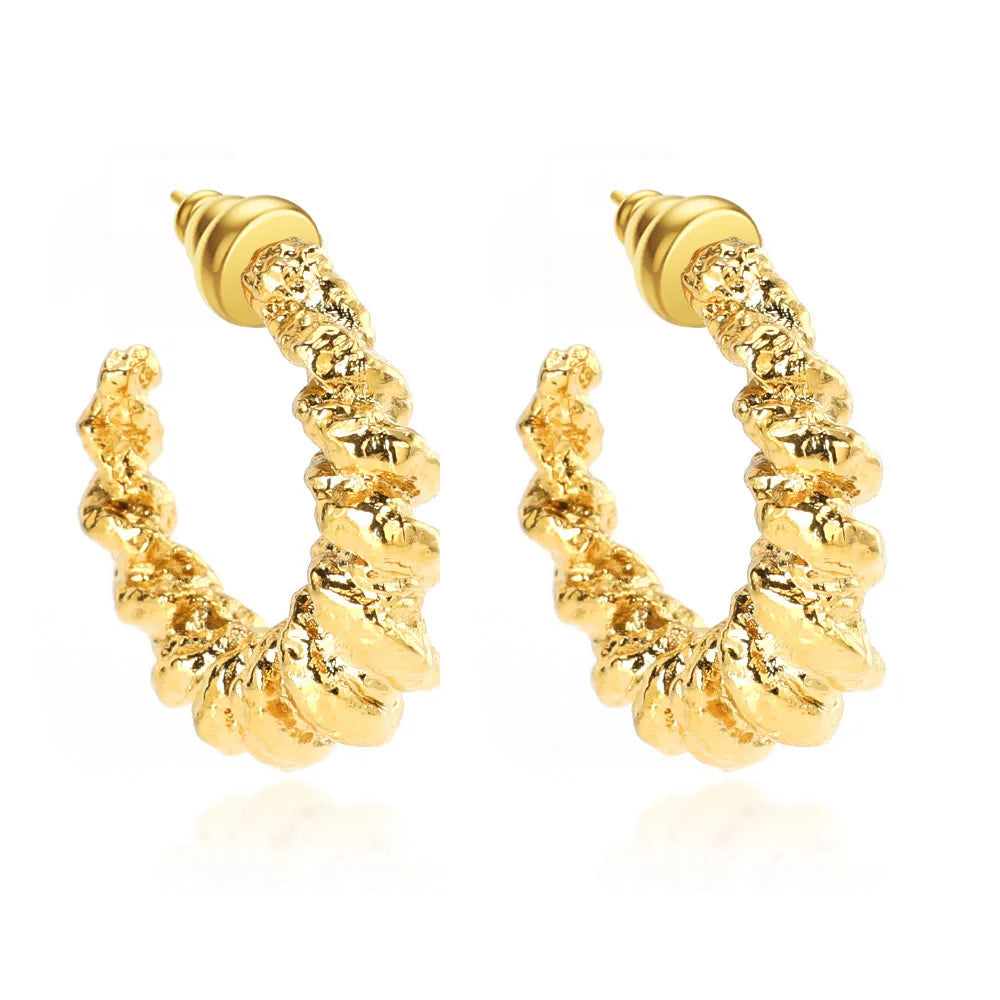 Wholesale Gold-Plated Trendy Big Hoop Circle Twist Earrings Diamond-Studded Brass for Women for Weddings Parties and Gifts