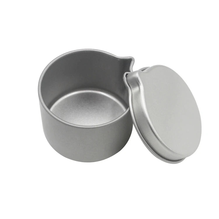 1oz D45X32mm Empty Round Silver Seamless Massage Candle Tin with Pour Spout & Lid
