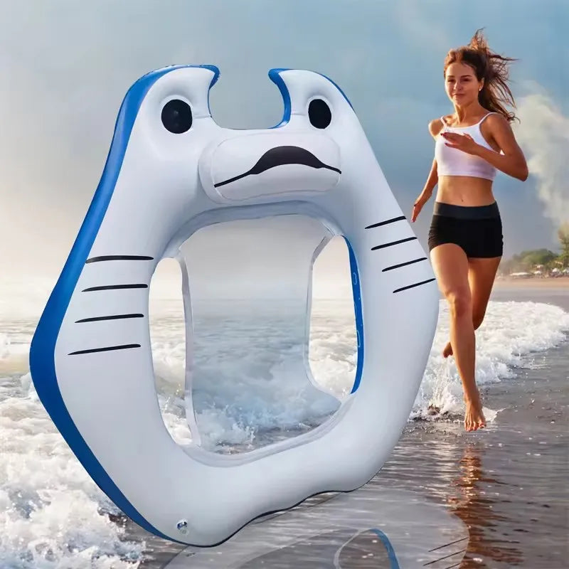 Customization Inflatable PVC Floating Raft Chair Adult Recliner Lounge Floating Water Lounges With Cup Holder
