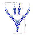 Fashion Elegant Water Drop Rhinestone Glass Crystal Female Sparkling Jewelry Statement Necklace Earring Set for Wedding Party
