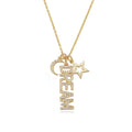 Elegant Trendy Gold & Rhodium Plated Handcrafted 925 Sterling Silver Zircon Moon Star Dream Charm Wedding & Party Necklace