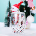 2025 Custom Logo Sublimation Eco Friendly Snow Man Egg Glasses Tumbler Christmas Tree Pattern Double Wall Glass Coffee Cups Mugs