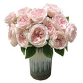 6 Heads Silk Flower Bouquet Artificial Austin Rose for Home Decor