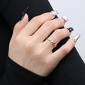 Chris April 316L Stainless Steel Jewelry PVD Gold Plating Round Flakes Bumpy Irregular Stacking Rings