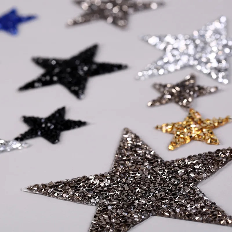 Custom Size 2cm-20cm Hotfix Rhinestone Star Patch Iron-On Technique for Jacket Garment Accessories