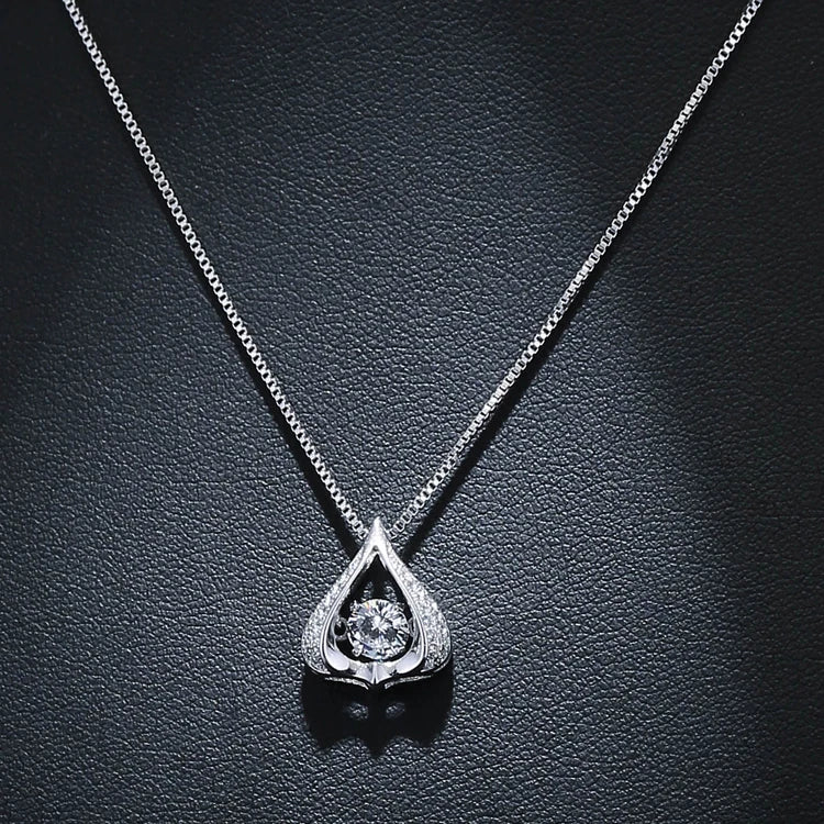 925 Sterling Silver Zircon Drops of Water Necklace  Pendant Fashion Sterling Silver Jewelry Statement for Women Bijoux