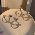S925 Silver Needle Earrings Planet Star Design Ear Stud for Women Full Diamond Rhinestone Earring for Women