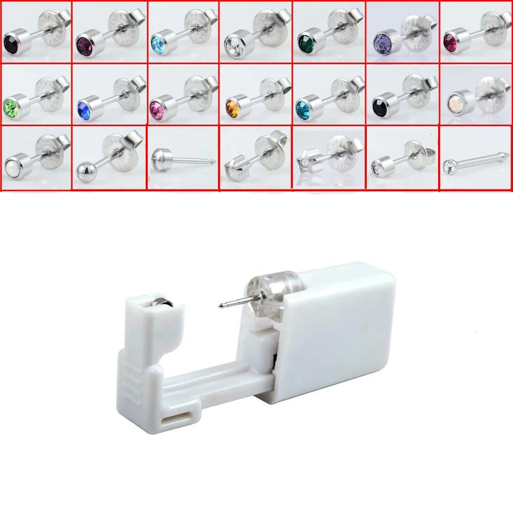 Children's Stainless Steel 316L Surgical Steel Gold Plating Birthstone Crystal Sterilized Disposable Ear Piercing Unit Earrings