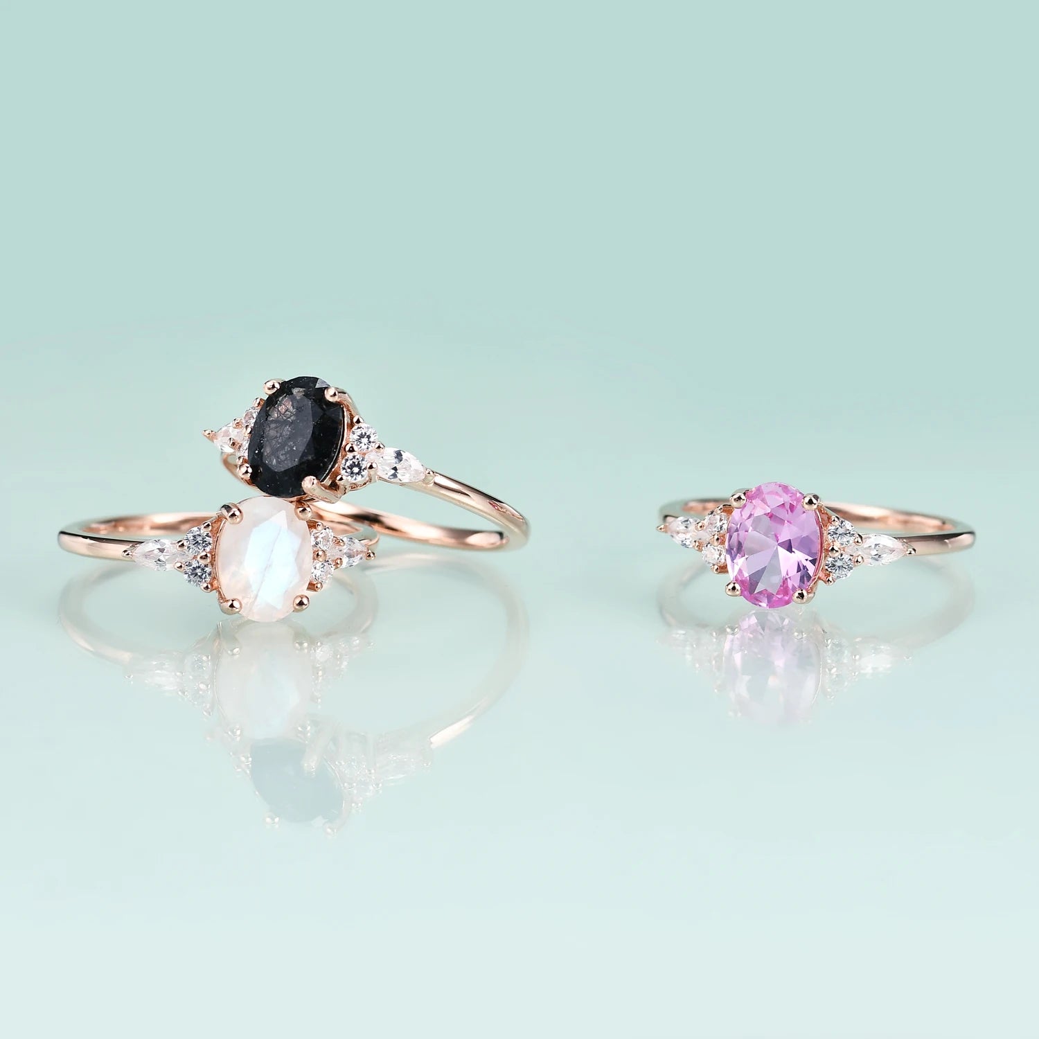 OL1042 Abiding Jewelry New Simple Design 6x8mm Oval Cut Gemstone Finger Rings Gold Plated Luxury Sterling Silver Ring